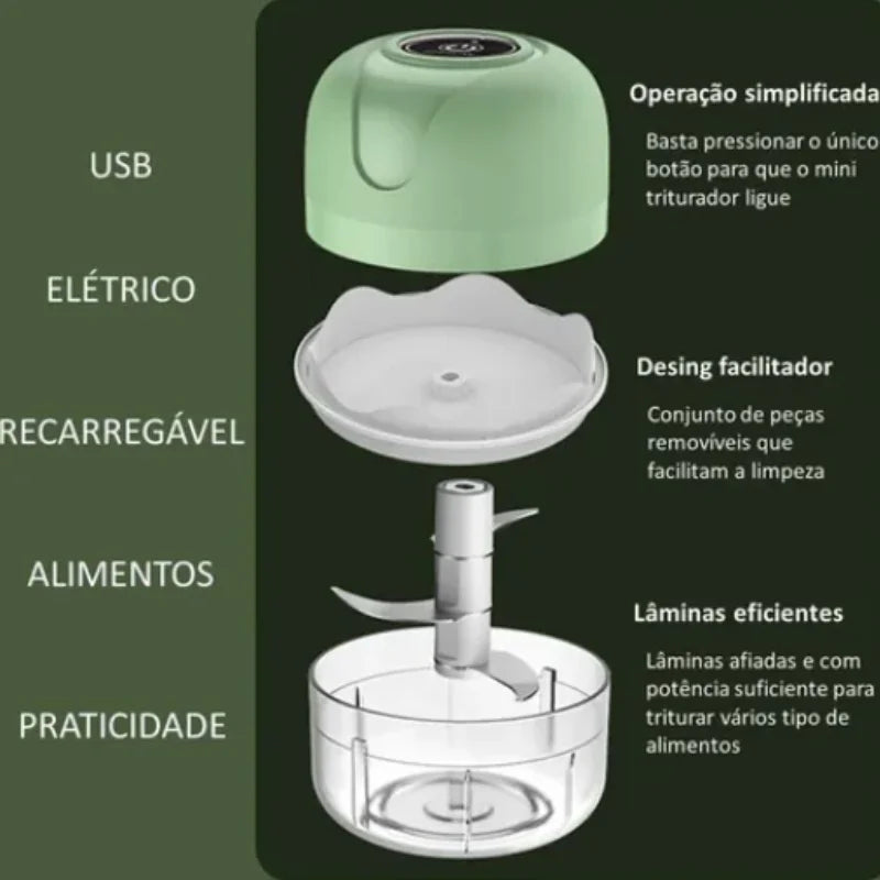 Mini Processador Elétrico de Alimentos Portátil (Achadinho)